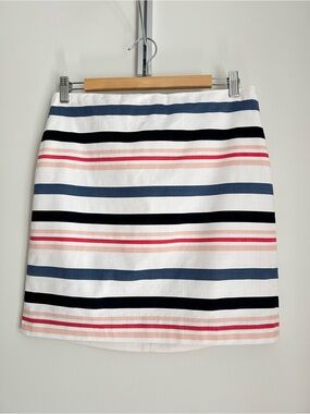 Ann Taylor White Skirt with Multicolored Stripes, Size 8